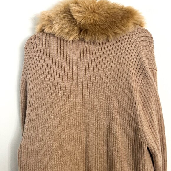 Revolve x Show Me Your Lombardi Long Faux Fur Cardigan in Taupe Tan Brown  L - Picture 8 of 9